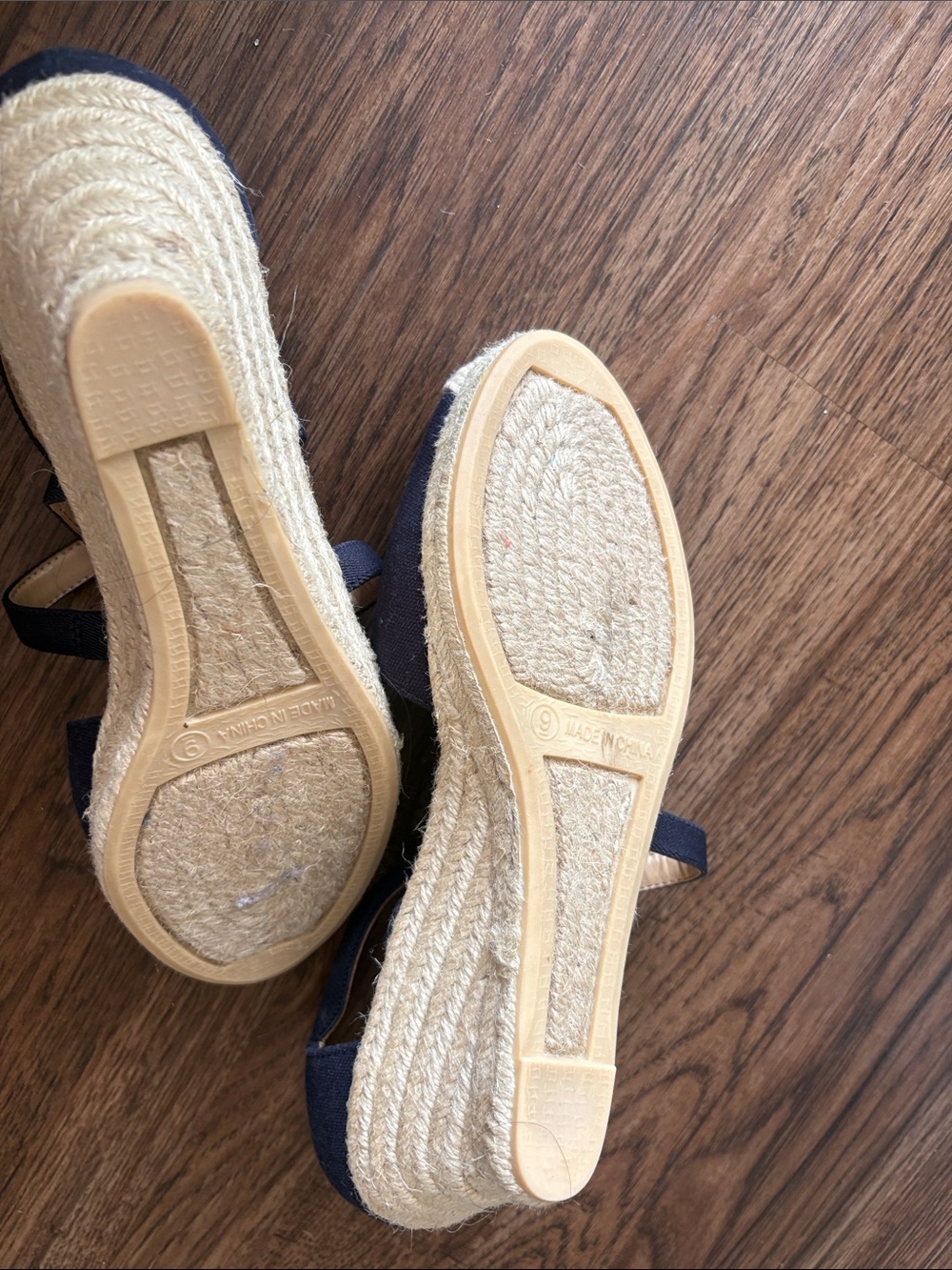 Talbots Navy Canvas Espadrille Wedges with Ankle Straps size 9 - Picture 4 of 4